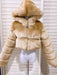 Women's White Faux Fur Coats Long Sleeves Hooded Lilac Polyester Lining Short Winter Coat