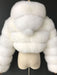 Women's White Faux Fur Coats Long Sleeves Hooded Lilac Polyester Lining Short Winter Coat