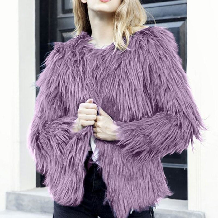 Womens Winter Daily Fashion Street Faux Fur Coat - S / Purple - womens furs & leathers