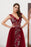 Wonderful Fabulous Burgundy V Neck Sleeveless Tulle Long Prom Dress with Beads Crystal - Prom Dresses