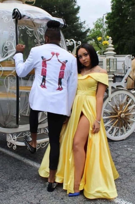Yellow Sleeveless Off-the-Shoulder Long Prom Dresses - Prom Dresses