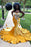 Yellow Sleeveless Sweetheart Mermaid Prom Dresses with Train - Prom Dresses