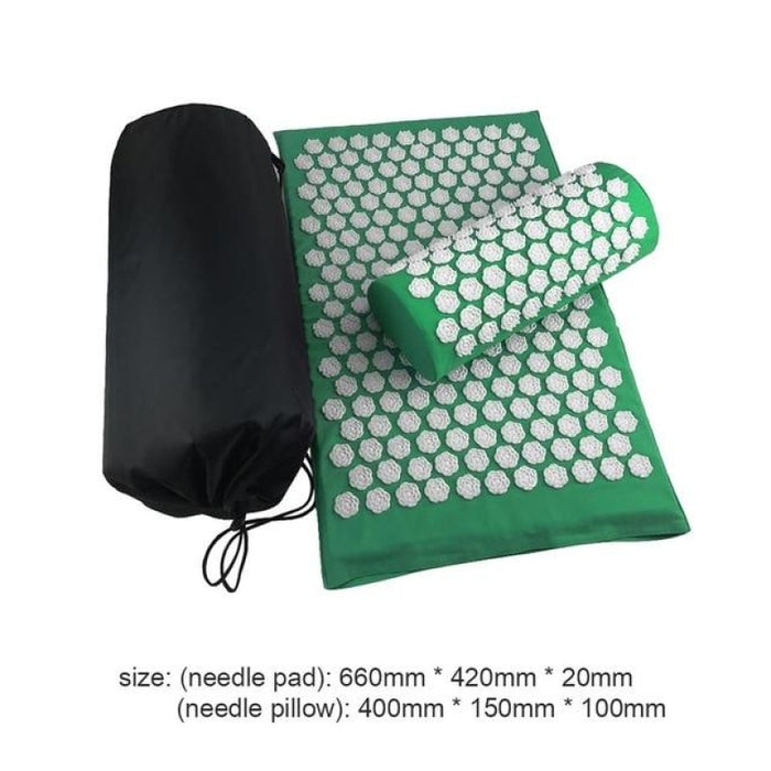 Yoga Mats Relieve Back Pain Spike Mat Head Neck Foot Anti-stress Needle Massager - Green with Bag3