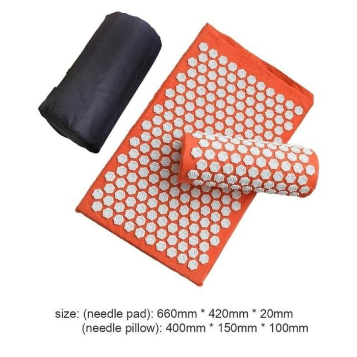 Yoga Mats Relieve Back Pain Spike Mat Head Neck Foot Anti-stress Needle Massager - Orange with bag
